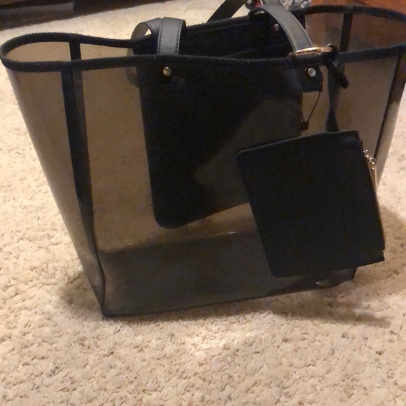 zara black transparent bag